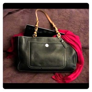 COACH BAG, Black Pebbled Leather Tote